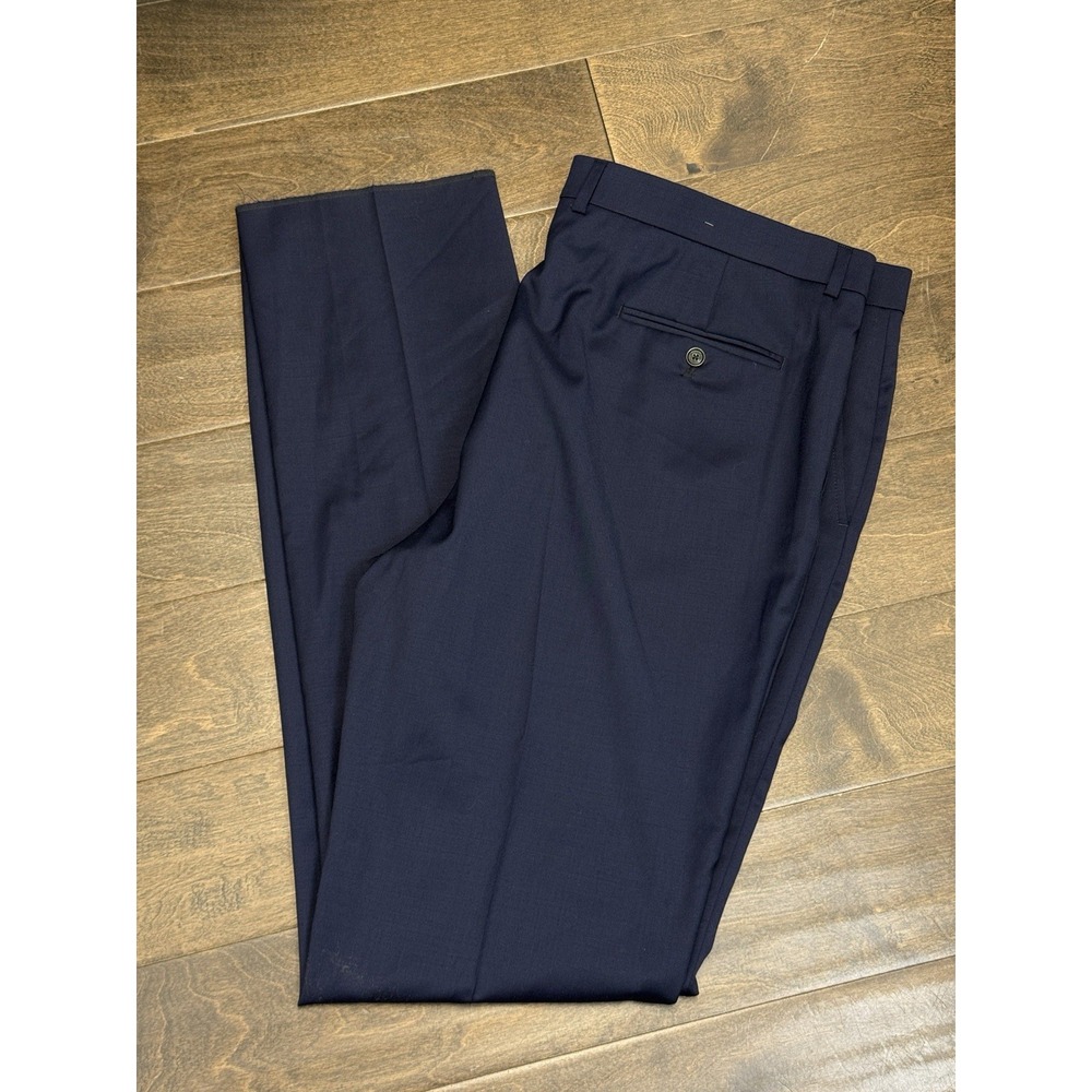 Tommy Hilfiger Mens 42 Unhemmed Modern-Fit TH Flex Stretch Suit Dress Pants Navy